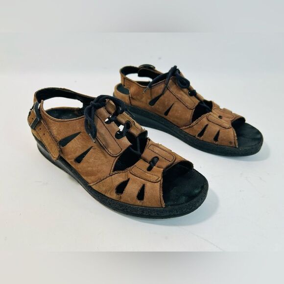 Birkenstock Tatami Womens Leather Slingback Buckle Lace Up Sandals Brown Sz 7 - Picture 3 of 9